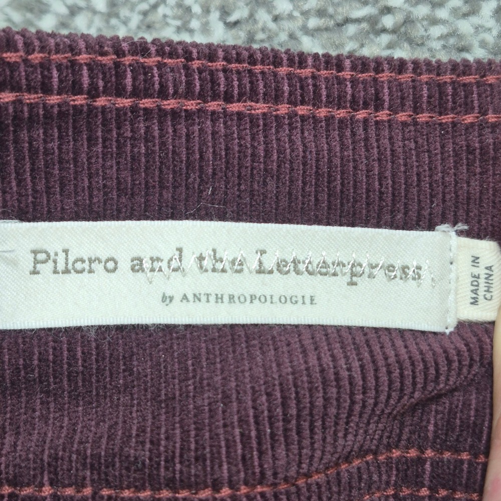 Pilcro Anthropologie Pants Womens 27 Burgundy Corduroy Trouser Bootcut Stretch - Picture 3 of 10